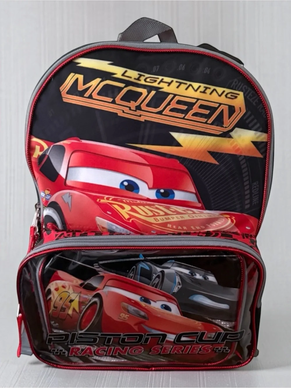 (NWT) Disney Pixar Cars 3 Lightning McQueen School Backpack & Lunch Bag Set